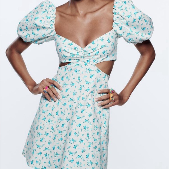 Zara Cut Out Printed Dress. New With Tags. - Picture 6 of 9
